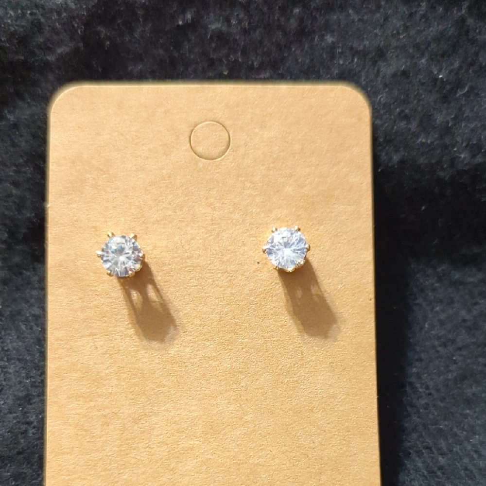 Gold Plated Clear Swarovski Crystal Dainty Delicate Stud Statement Earrings
